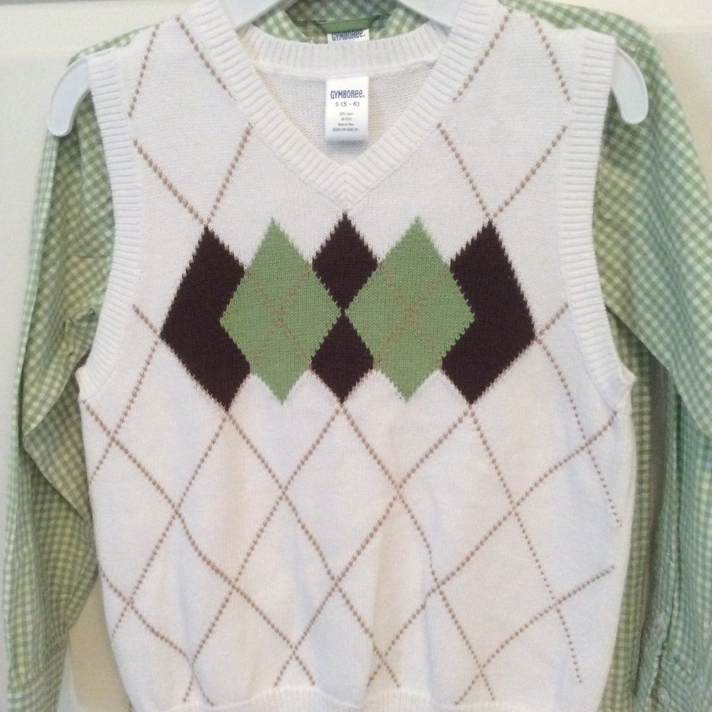 Boys Gymboree coordinating shirt and vest set